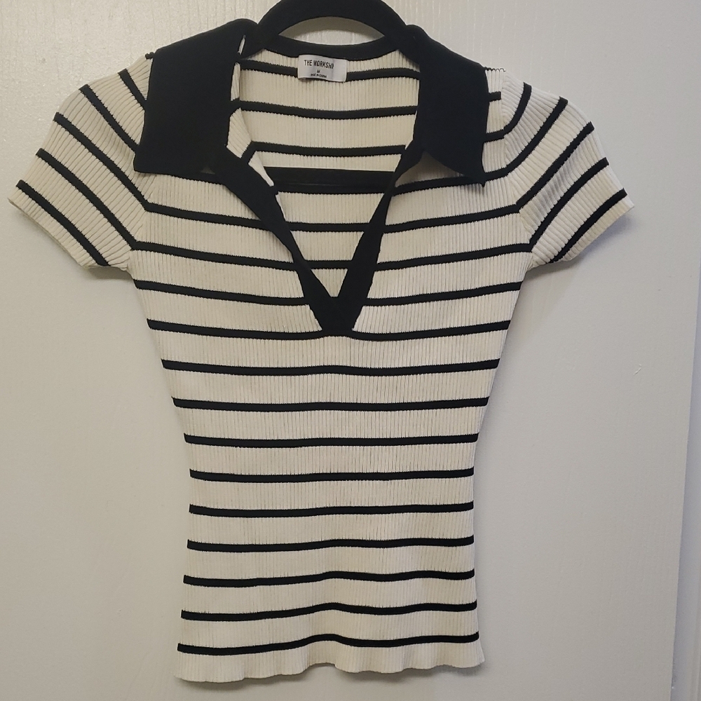 Workshop Republic Clothing Cream Fitted Polo Shirt